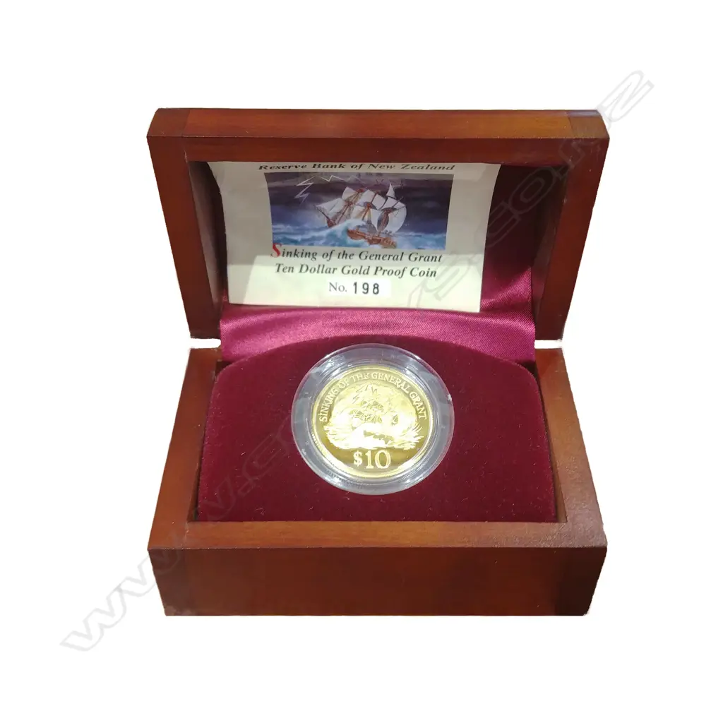 NZ PURE GOLD $10 PROOF COIN GENERAL GRANT 15.55GM Image 1++