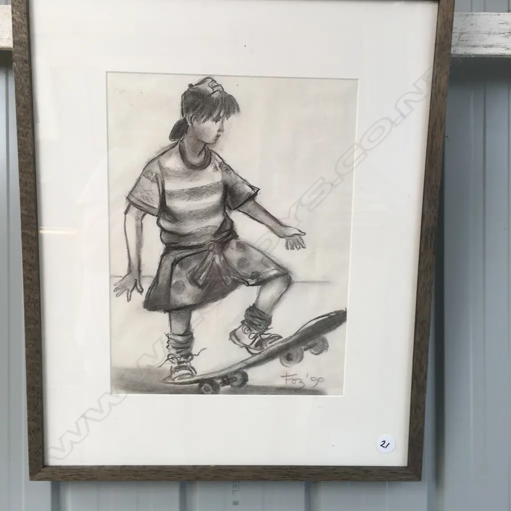 Foster Clark Skateboarder 1 & 2, 2 pencil sketches Image 1++