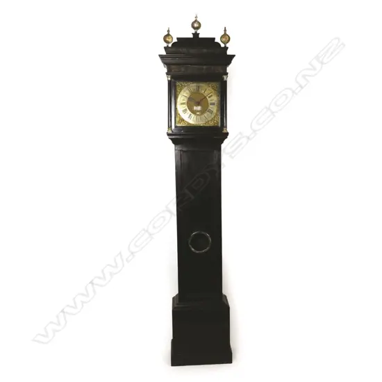 A rare Queen Anne ebonised thirty-hour longcase clock. Robert Rouch