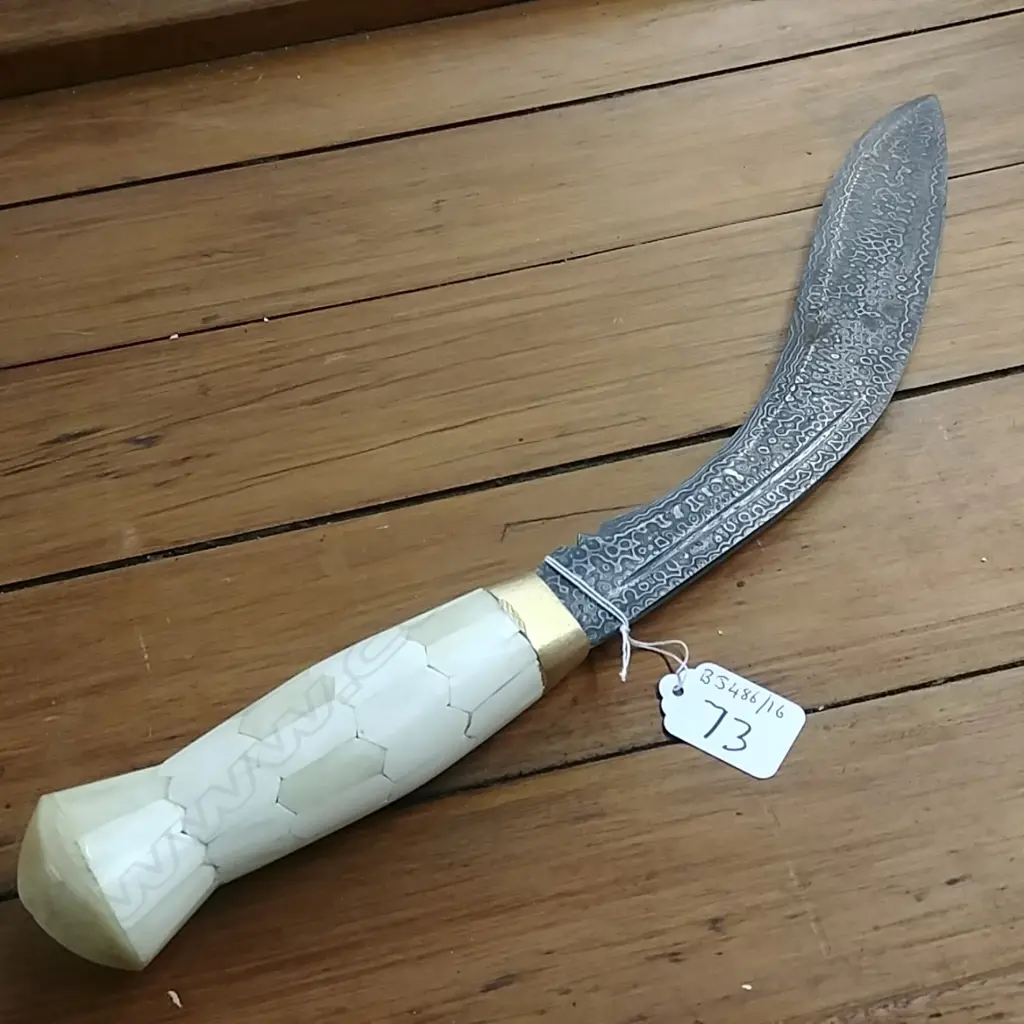 KUKRI KNIFE FALO DAMASEAN BLADE BONE HANDLE Image 1++