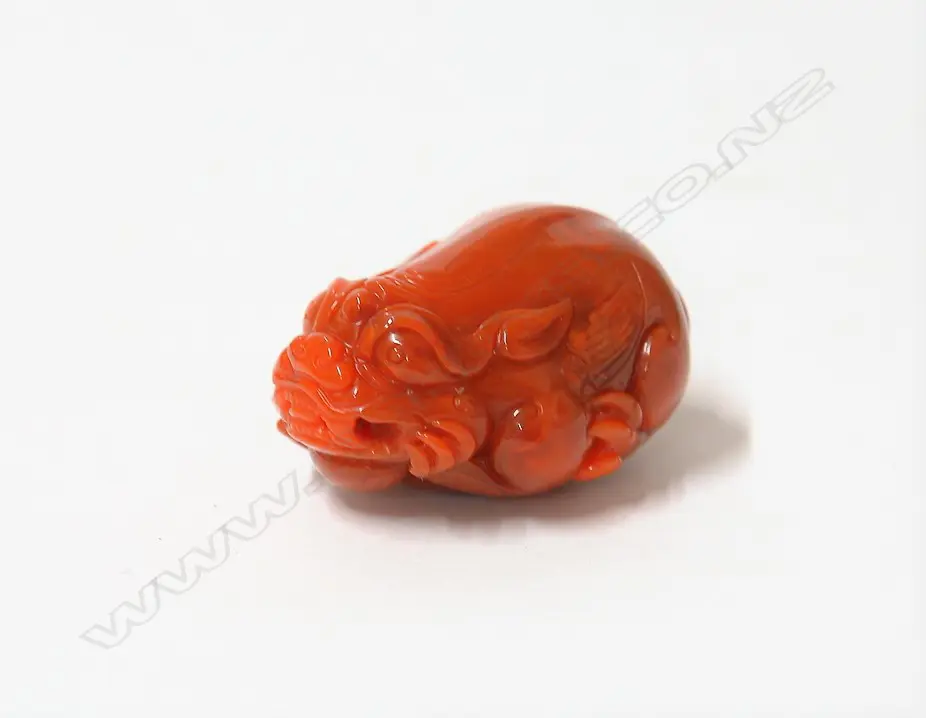 A Chinese red agate carved mythical animal Image 1++