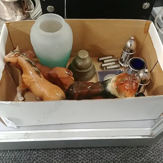 SMALL BOX ANIMAL ORNS COIN BRASS ETC