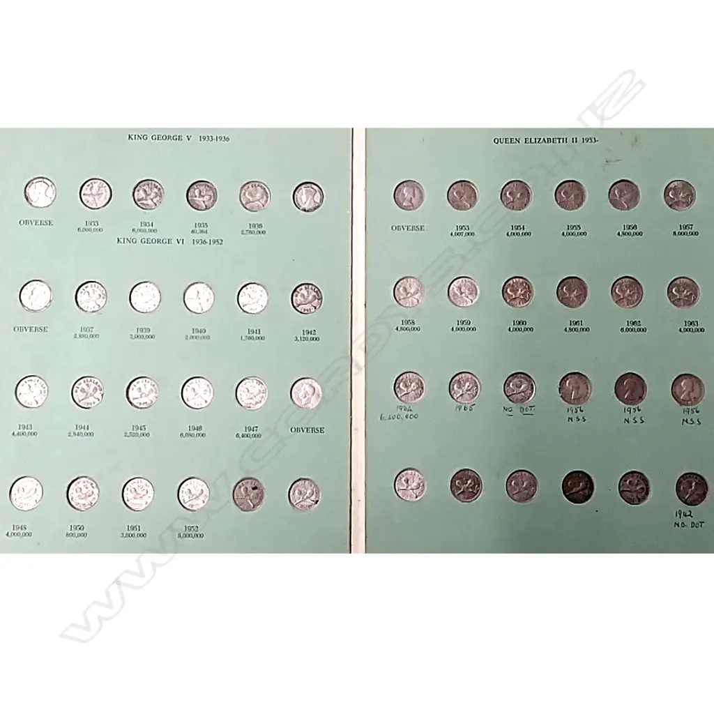 THE NZ THREEPENNY COIN ALBUM INCL. 1935 Image 1++