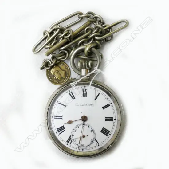S.P. POCKET WATCH W S.P. FOB CHAIN & PENDANT