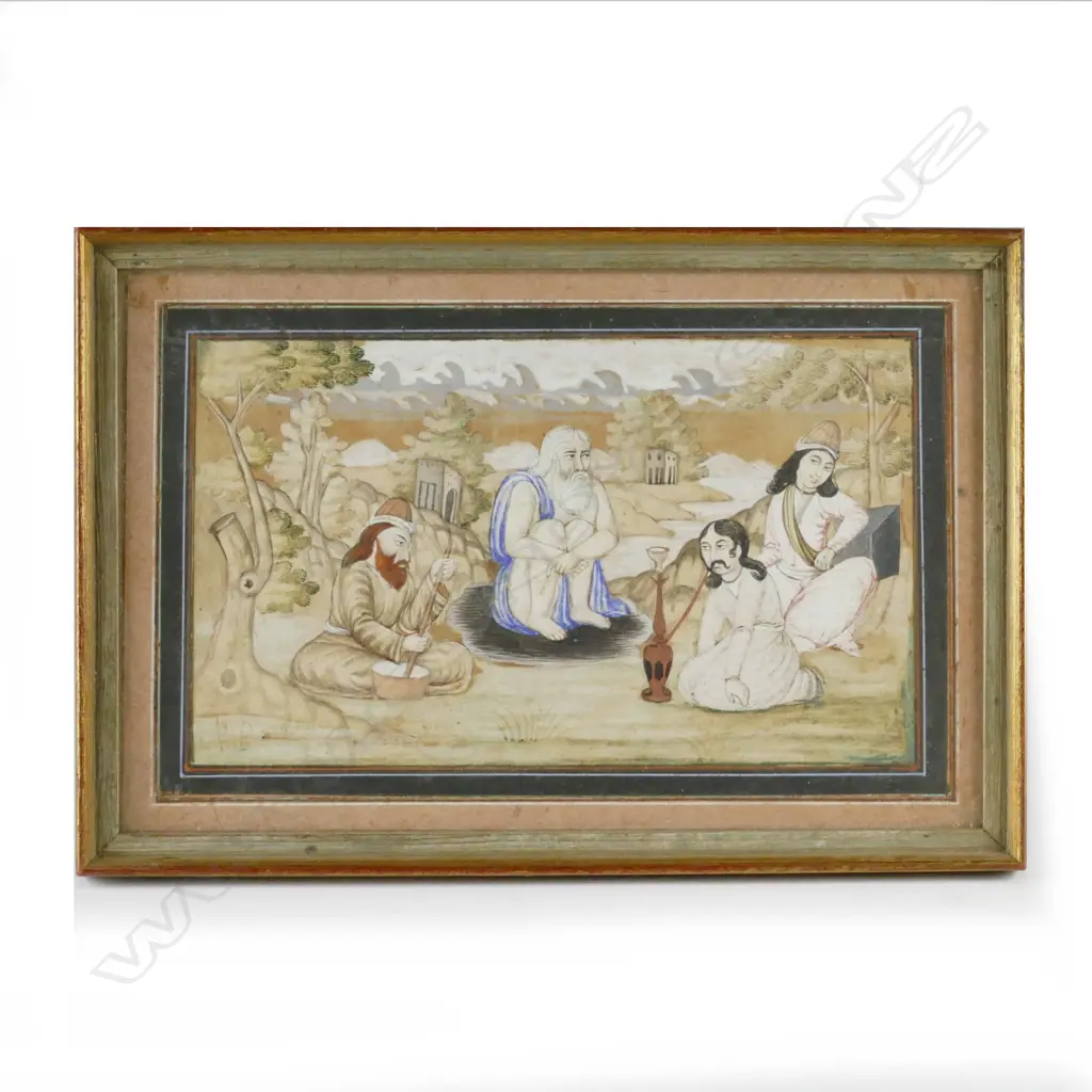 A 19thC Persian miniature watercolour painting on paper Image 1++