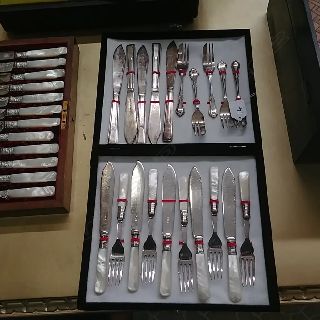 BOX OF EPNS AND MOP CUTLERY Image 1++