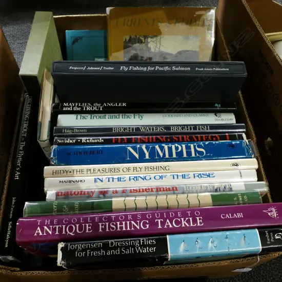 A box of fine fishing books