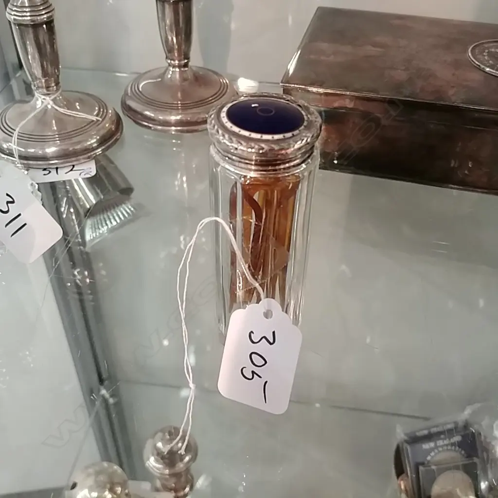 [12800] SILVER/ENAMEL LIDDED VANITY JAR Image 1++