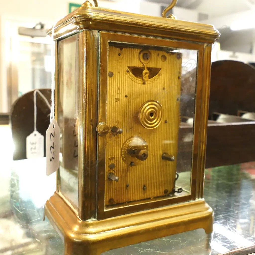 LARGE BRASS CARRIAGE CLOCK W KEY Image 1++