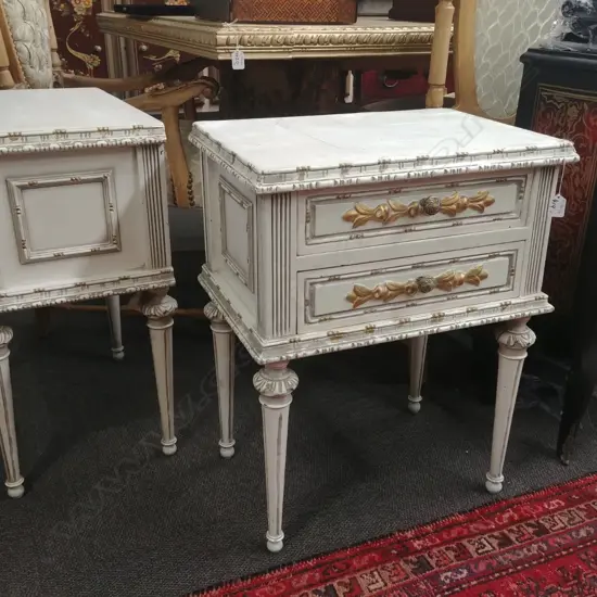 PR WHITE FRENCH STYLE BEDSIDE CABINETS