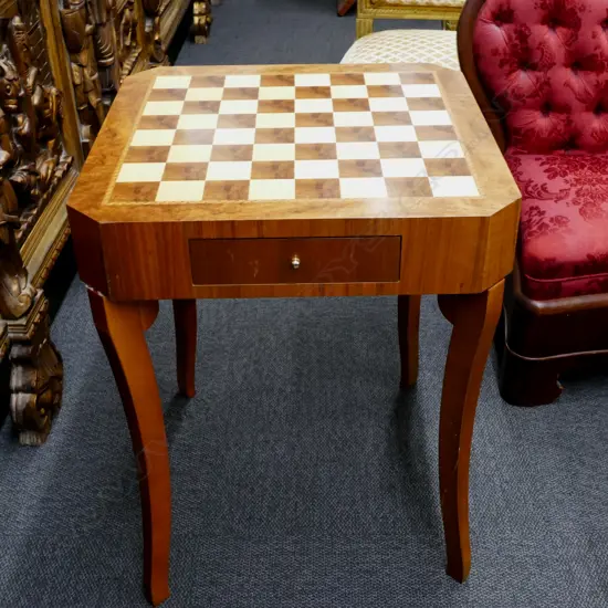 INLAID WOODEN CHESS TABLE