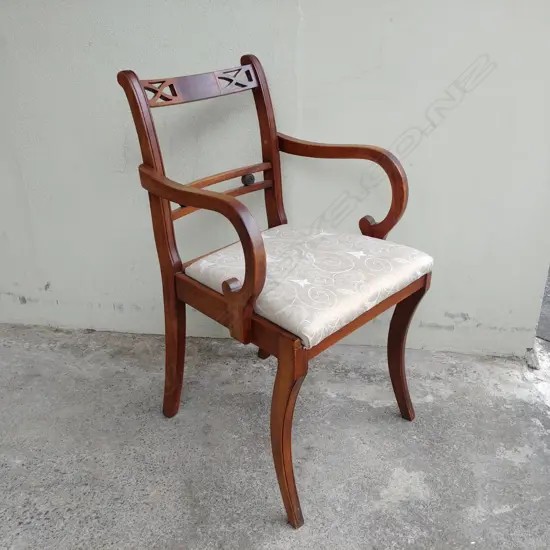 A Regency style mahogany open elbow chair