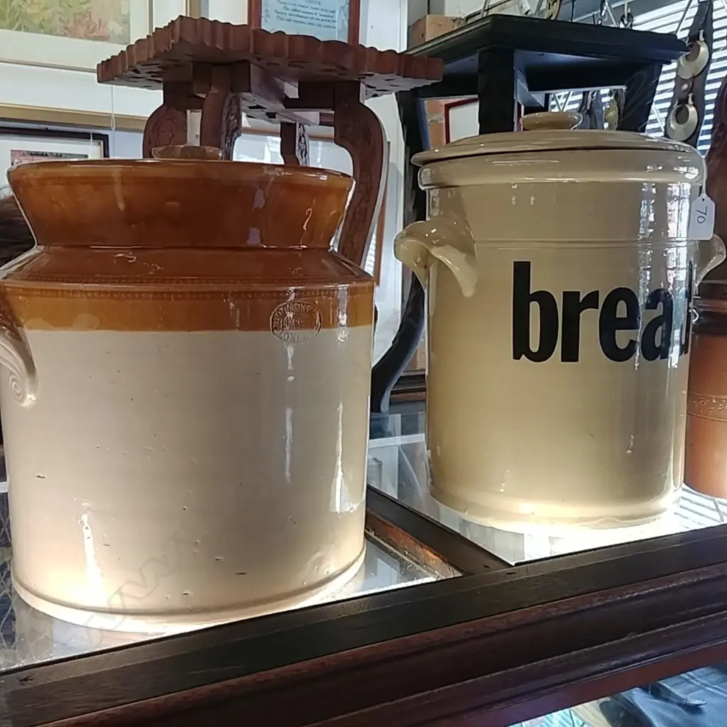 2 LIDDED  CROCKS  (A/F) Image 1++