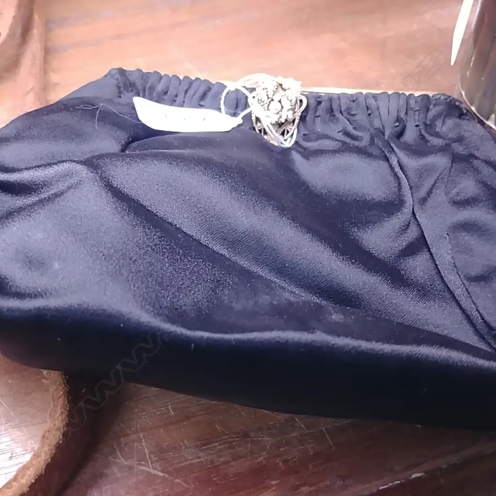 VINTAGE LADIES SILK PURSE + FAUX PEARL COLLAR Image 1++