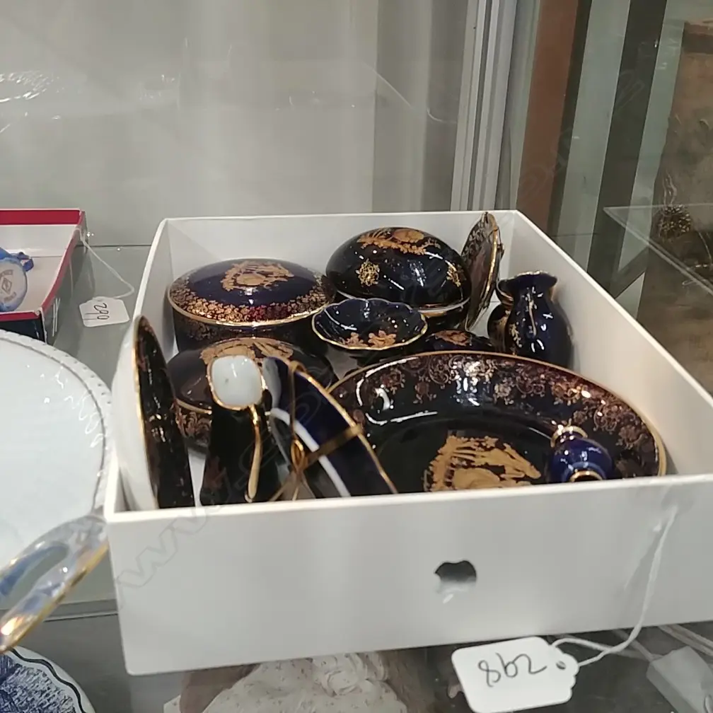 13 PCS BLUE LIMOGE CHINA Image 1++