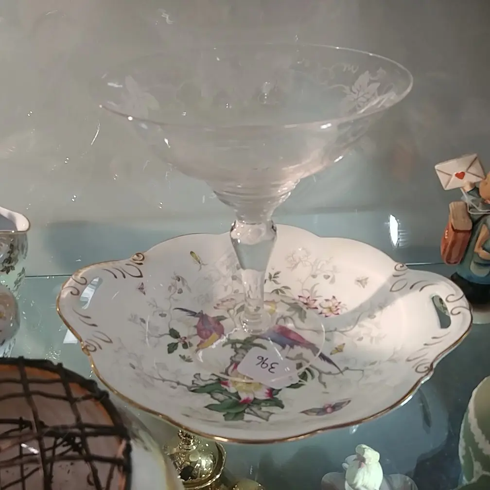 STUART CRYSTAL COMPORT & COALPORT PLATE Image 1++