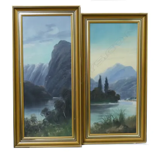 A pair of New Zealand mountain/lakes scene
