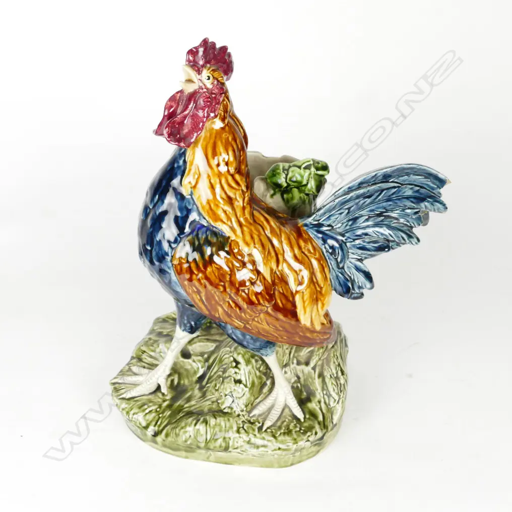 A c.1900 Louis Carrier-Belleuse majolica type sculpted cockerel vase Image 1++