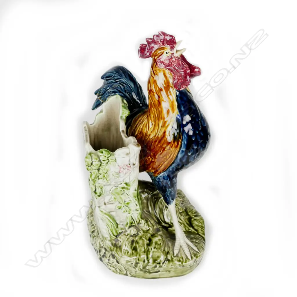 A c.1900 Louis Carrier-Belleuse majolica type sculpted cockerel vase Image 1++