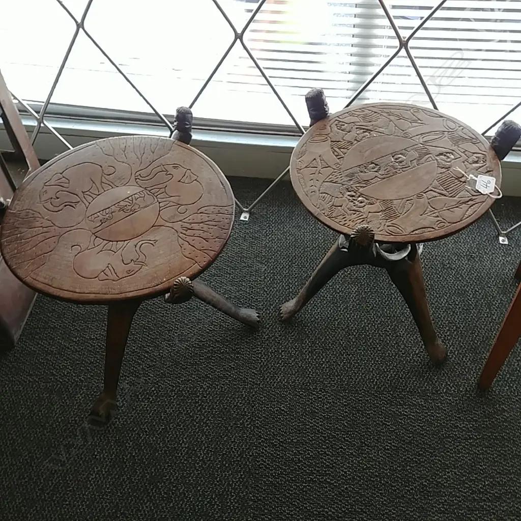 TWO AFRICAN TABLES Image 1++