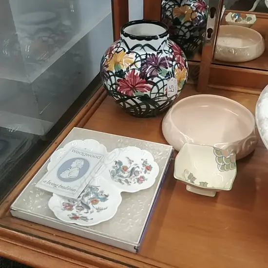 WEDGWOOD DISH,BOWL, VASE & A PIN DISH