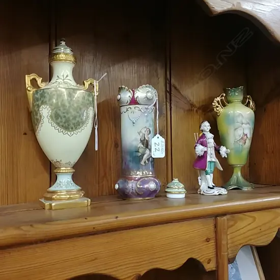 COALPORT VASE,FIGURE, +2 VASES FAULTS