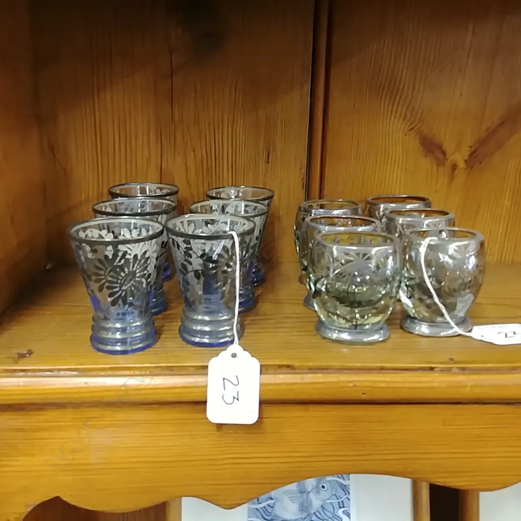 TWO SETS OF SMALL SILVER OVERLAY GLASSES Image 1++