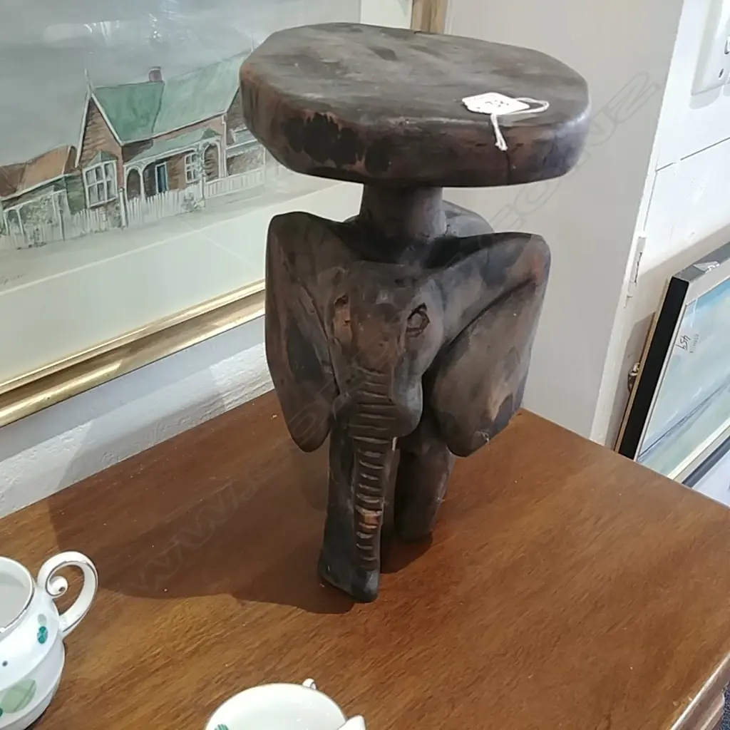 CARVED ELEPHANT STOOL Image 1++