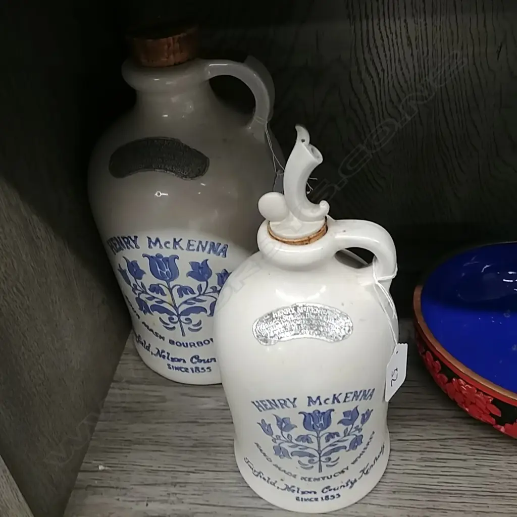 2 WHISKEY DECANTERS ( HENRY McKENNA) Image 1++