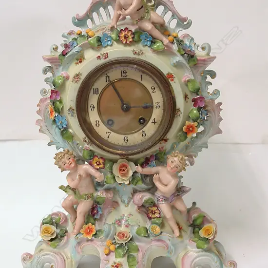 A 19thC European (German) fancy porcelain mantel clock