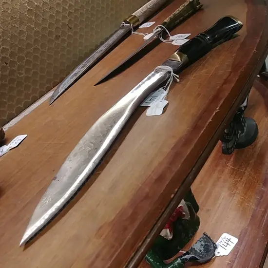 [I84] KHUKRI W PLATED BLADE-STAMPED NEPAL