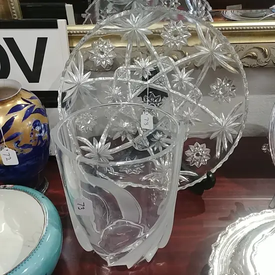 CRYSTAL VASE +PLATTER