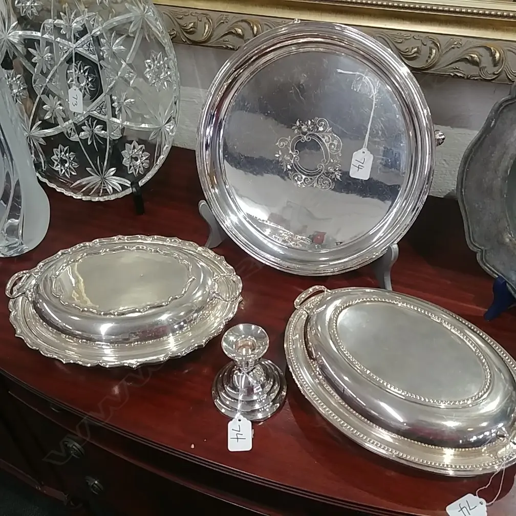 4 EP PCS-TRAY+TUREENS (2)+CANDLE STICK Image 1++