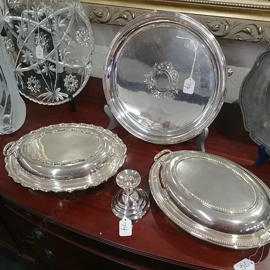 4 EP PCS-TRAY+TUREENS (2)+CANDLE STICK