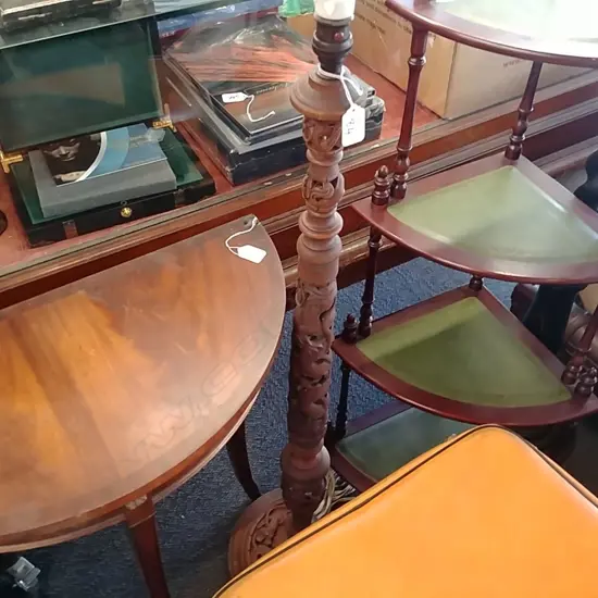 WOOD CARVED ORIENTAL STANDARD LAMP 