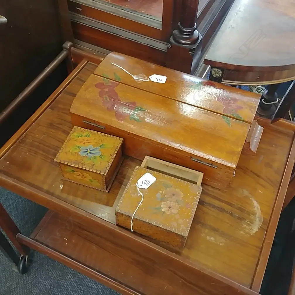 CUTLERY BOX C.1944 & 2 POKERWORK BOXES Image 1++