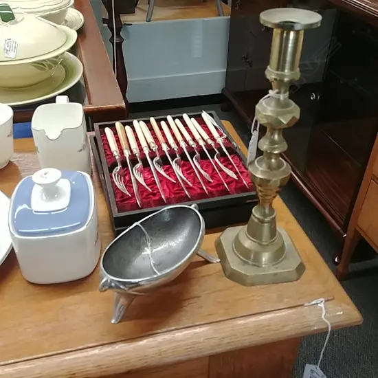 CARROL BOYES (S.A.)DISH-SET FISH&FORKS+BRASS C/STI