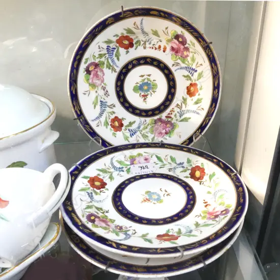 3 ANTIQUE PLATES MARKED GC