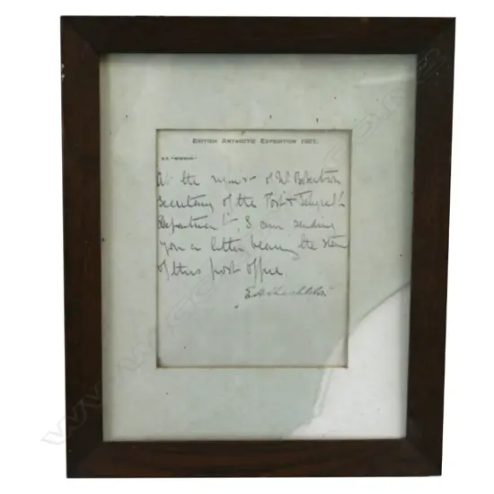 FRAMED  PRINTED BRITISH ANTARCTIC LETTER
