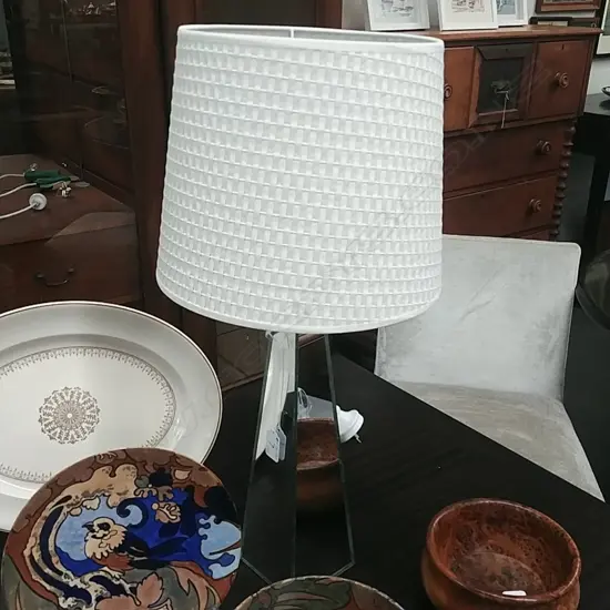 PAIR MIRRORED BEDSIDE LAMPS