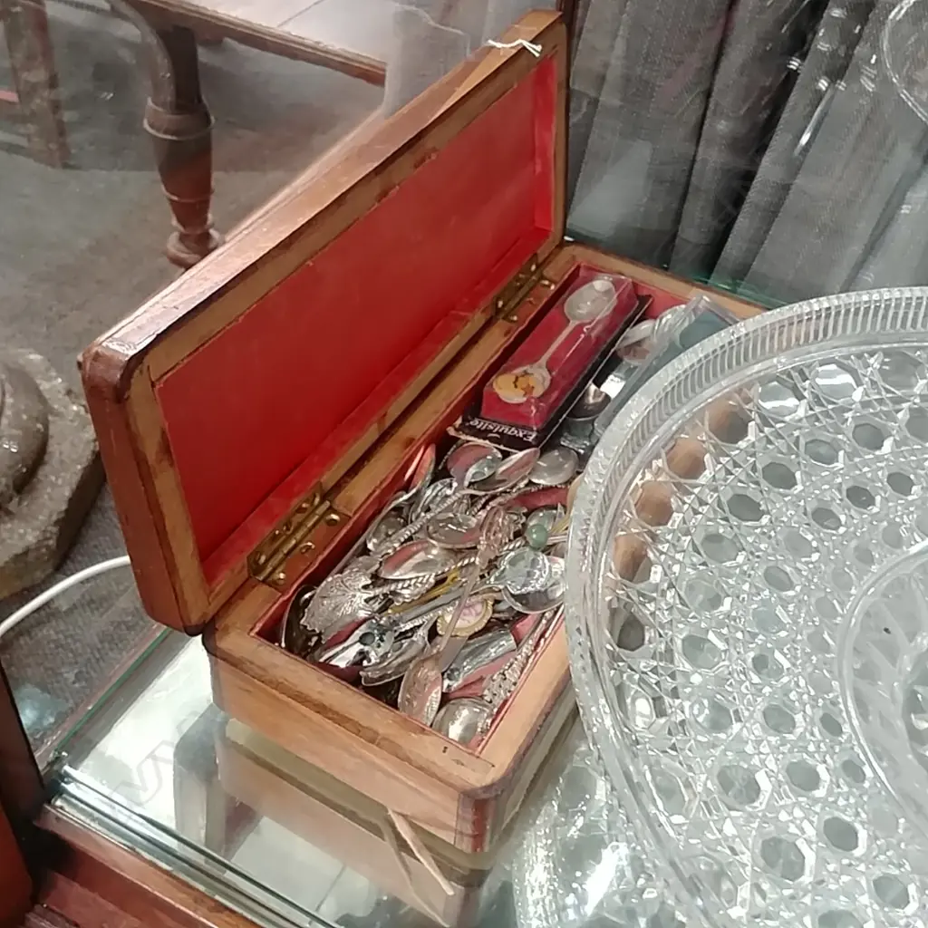 INLAID BOX +SOUVENIR SPOONS Image 1++