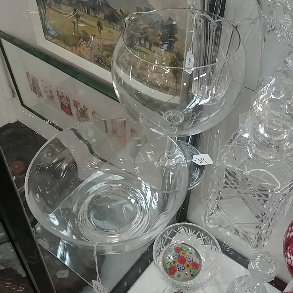 VAL ST. LAMBERT CRYSTAL BOWL AND OVERSIZE GLASS Image 1++