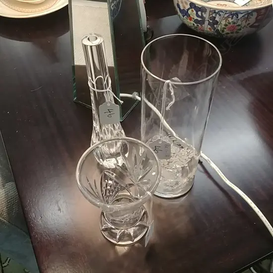 THREE HEAVY CRYSTAL VASES