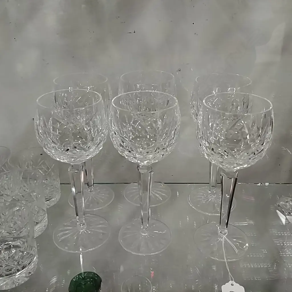 6 WATERFORD CRYSTAL WINE GOBLETS Image 1++