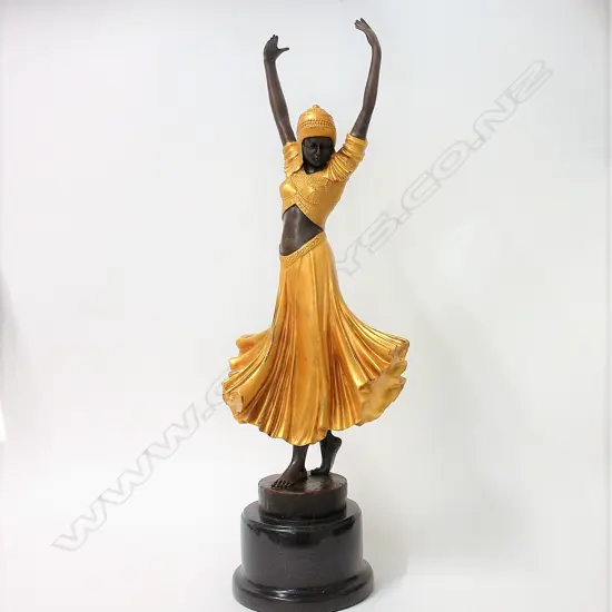 An Art Deco style bronze woman dancer after D. Chiparus