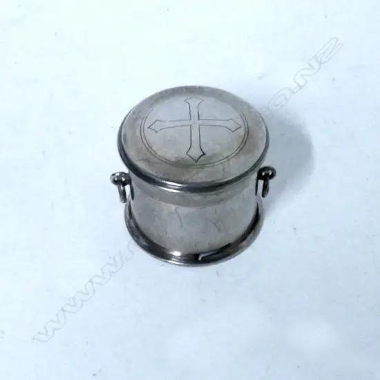 An unusual small ecclesiastical lidded jar with gilded interior