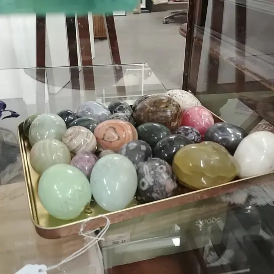 TRAY OF STONE EGGS