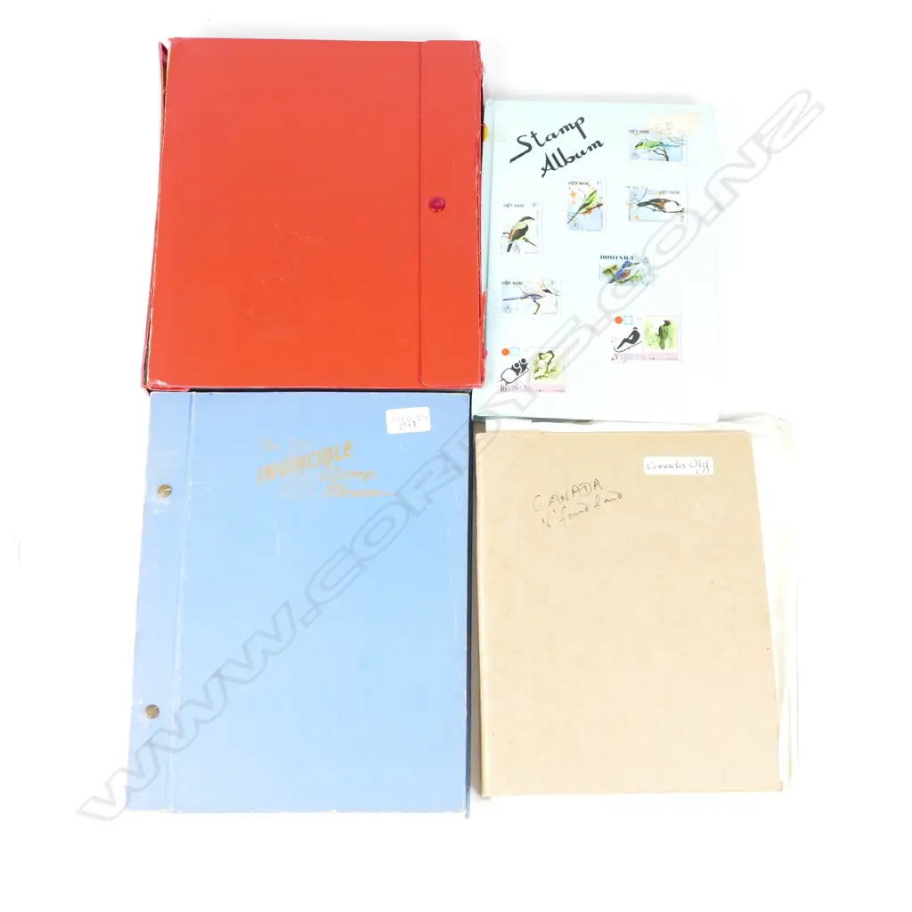 4 OLDER STAMP ALBUMS & STAMPS-CANADA ETC Image 1++