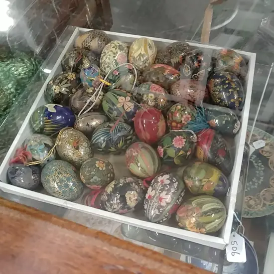 TRAY OF PAINTED EGGS