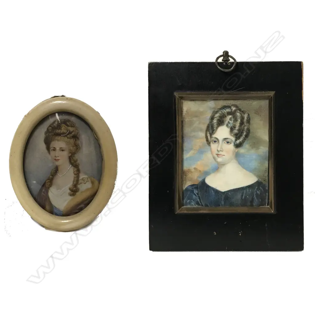 Two portrait miniatures of women Image 1++